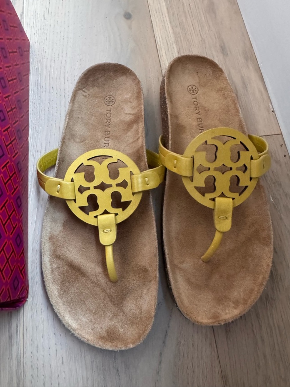 Tory Burch Yellow Logo Thong Sandals